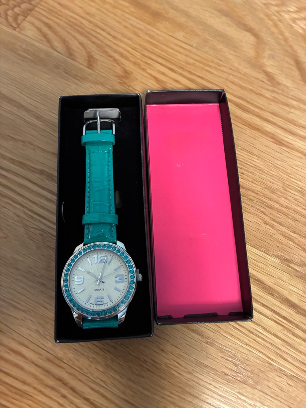 Teal Crystal-Trim Women’s Fashion Watch
